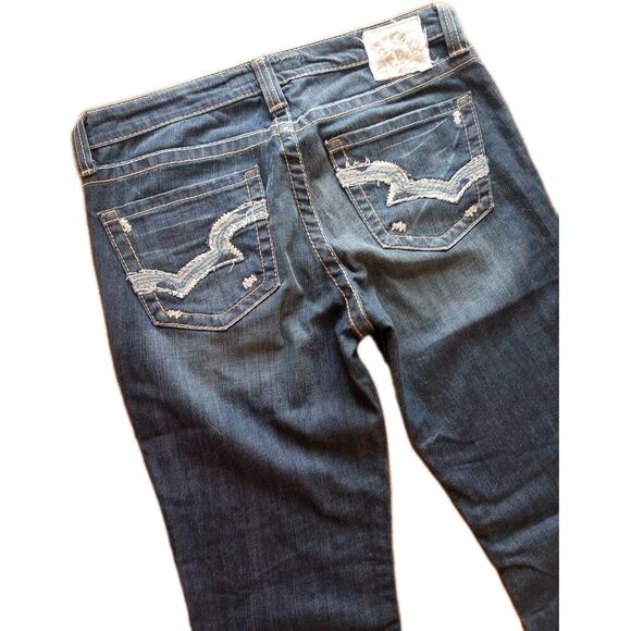 Big Star Women's Maddie Jeans Mid Rise Fit Bootcut Sz 29R Blue Baggy Embroidered - Picture 1 of 11